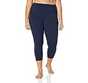Core 10 Second Skin Legging de Yoga Court, 7/8, Haute, 61 cm Femme, Bleu Marine, XXL Grande Taille